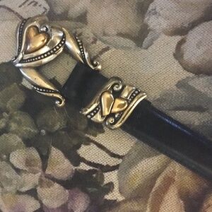 Brighton Black Leather Belt Top Tone Heart Buckle